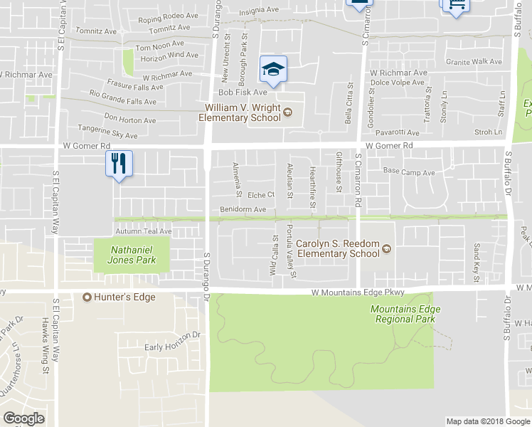 map of restaurants, bars, coffee shops, grocery stores, and more near 8441 Benidorm Avenue in Las Vegas