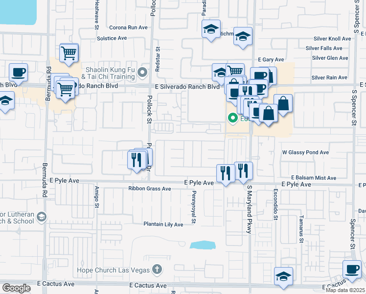 map of restaurants, bars, coffee shops, grocery stores, and more near 930 Dancing Rain Court in Las Vegas