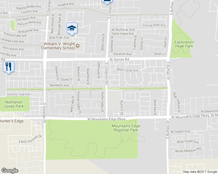 map of restaurants, bars, coffee shops, grocery stores, and more near 9875 Pocono Palace Street in Las Vegas