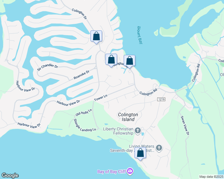map of restaurants, bars, coffee shops, grocery stores, and more near 202 Sir Richard East in Kill Devil Hills