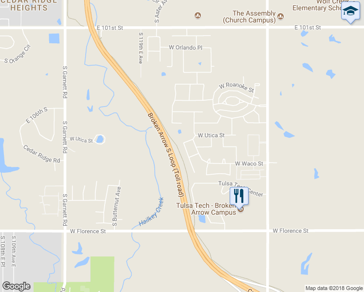 map of restaurants, bars, coffee shops, grocery stores, and more near 4118 South Willow Avenue in Broken Arrow
