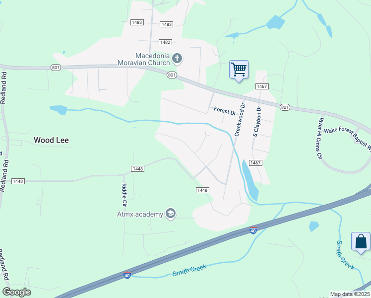 map of restaurants, bars, coffee shops, grocery stores, and more near 199 Brentwood Drive in Advance