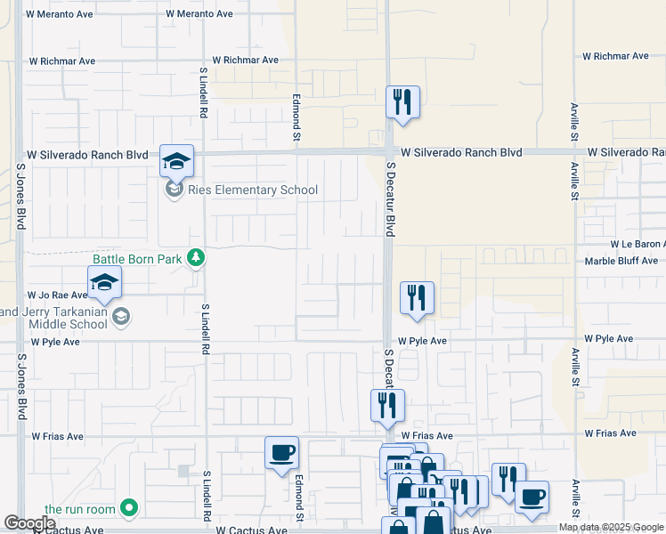 map of restaurants, bars, coffee shops, grocery stores, and more near 9957 Cape May Street in Las Vegas