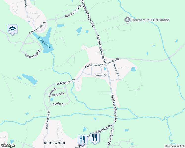 map of restaurants, bars, coffee shops, grocery stores, and more near 502 Clearfield Drive in Durham