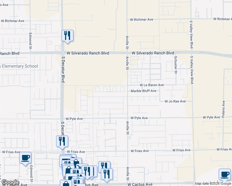 map of restaurants, bars, coffee shops, grocery stores, and more near 4479 Honey Hills Avenue in Las Vegas