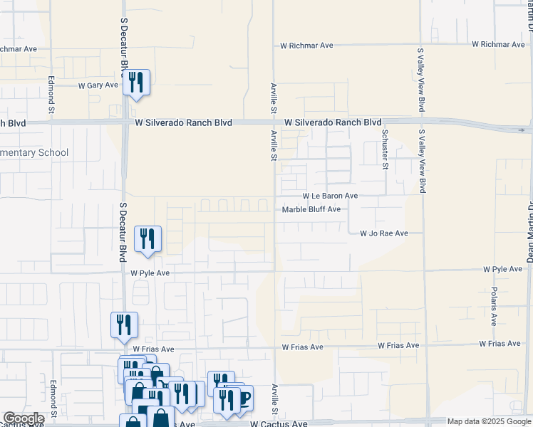 map of restaurants, bars, coffee shops, grocery stores, and more near 4423 Honey Hills Avenue in Las Vegas