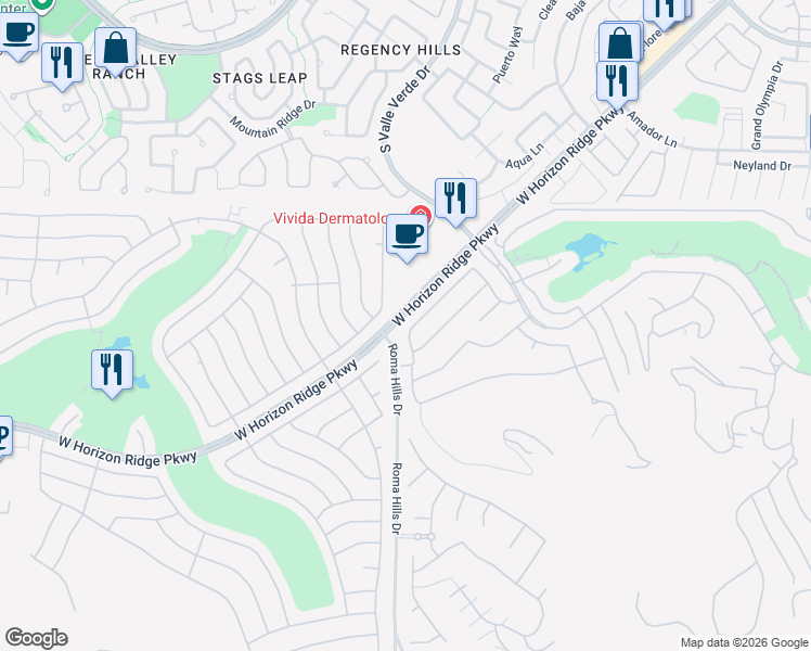 map of restaurants, bars, coffee shops, grocery stores, and more near 1740 Cypress Manor Drive in Henderson