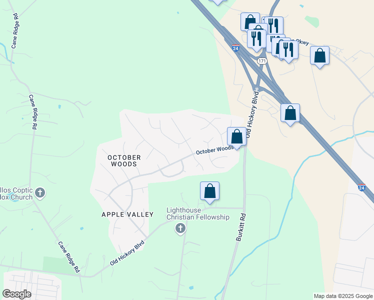 map of restaurants, bars, coffee shops, grocery stores, and more near 1005 Colo Trail in Nashville