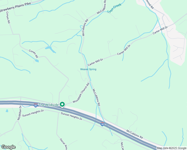 map of restaurants, bars, coffee shops, grocery stores, and more near 832 McCubbins Road in Strawberry Plains