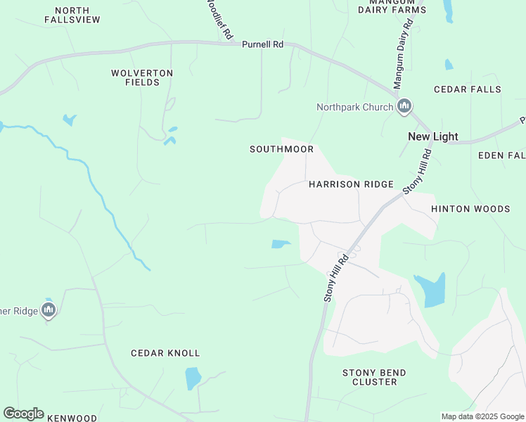 map of restaurants, bars, coffee shops, grocery stores, and more near Harrison Ridge Road in Wake Forest