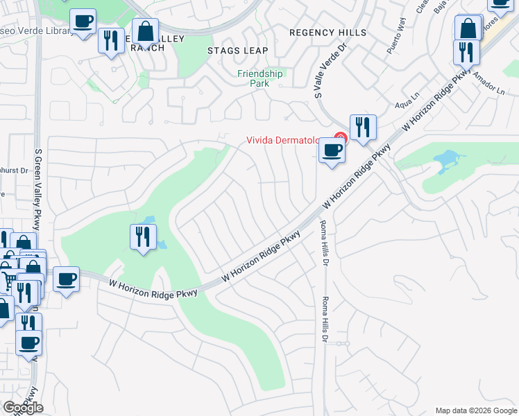 map of restaurants, bars, coffee shops, grocery stores, and more near 1997 High Mesa Drive in Henderson
