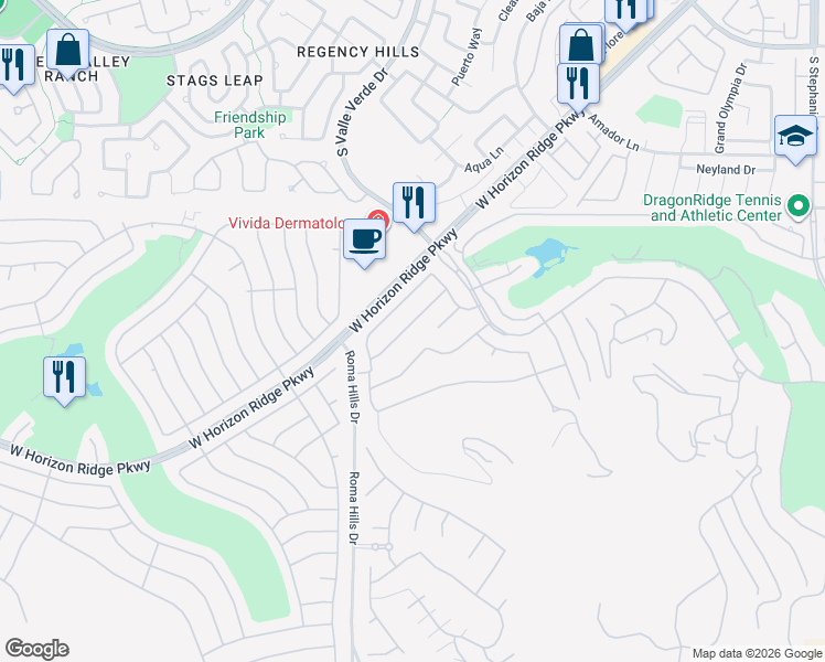 map of restaurants, bars, coffee shops, grocery stores, and more near 1721 Choice Hills Drive in Henderson