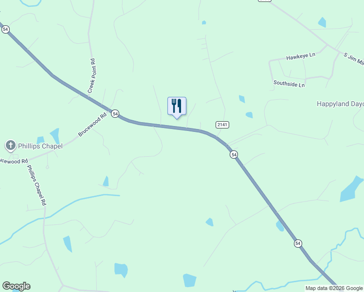 map of restaurants, bars, coffee shops, grocery stores, and more near 3965 North Carolina 54 in Graham