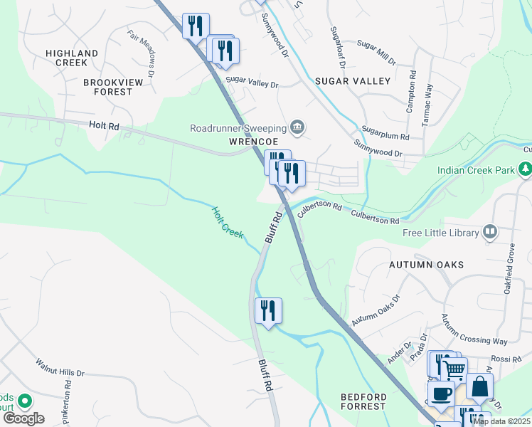map of restaurants, bars, coffee shops, grocery stores, and more near 6439 Nolensville Pike in Nashville
