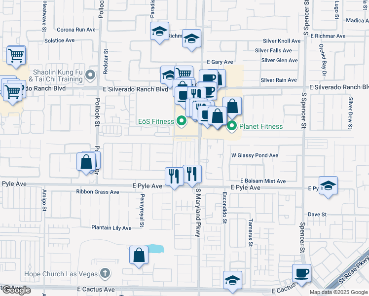 map of restaurants, bars, coffee shops, grocery stores, and more near 9935 Fragile Fields Street in Las Vegas