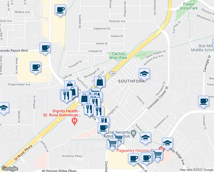 map of restaurants, bars, coffee shops, grocery stores, and more near 502 Chestnut View Place in Henderson
