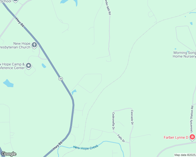 map of restaurants, bars, coffee shops, grocery stores, and more near 2409 New Hope Drive in Chapel Hill