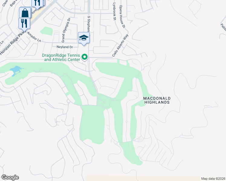 map of restaurants, bars, coffee shops, grocery stores, and more near 1353 River Spey Avenue in Henderson