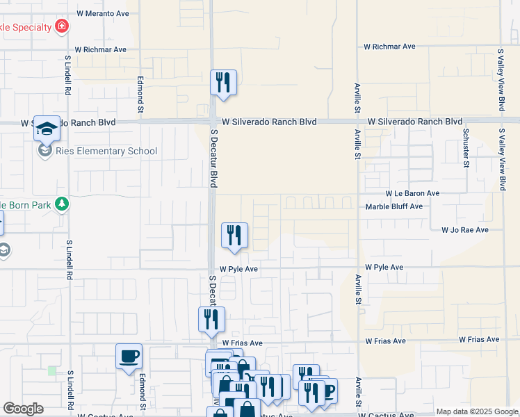map of restaurants, bars, coffee shops, grocery stores, and more near 4700 West Le Baron Avenue in Las Vegas