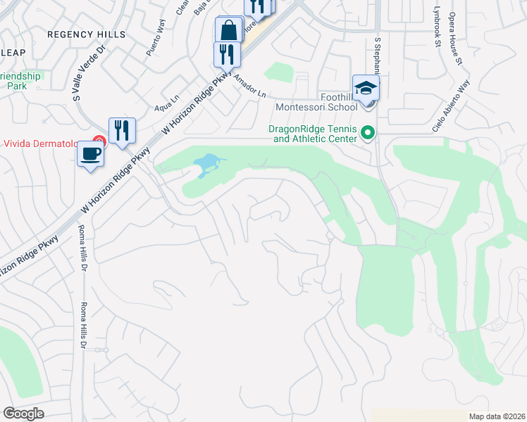 map of restaurants, bars, coffee shops, grocery stores, and more near 464 Saint Moritz Drive in Henderson