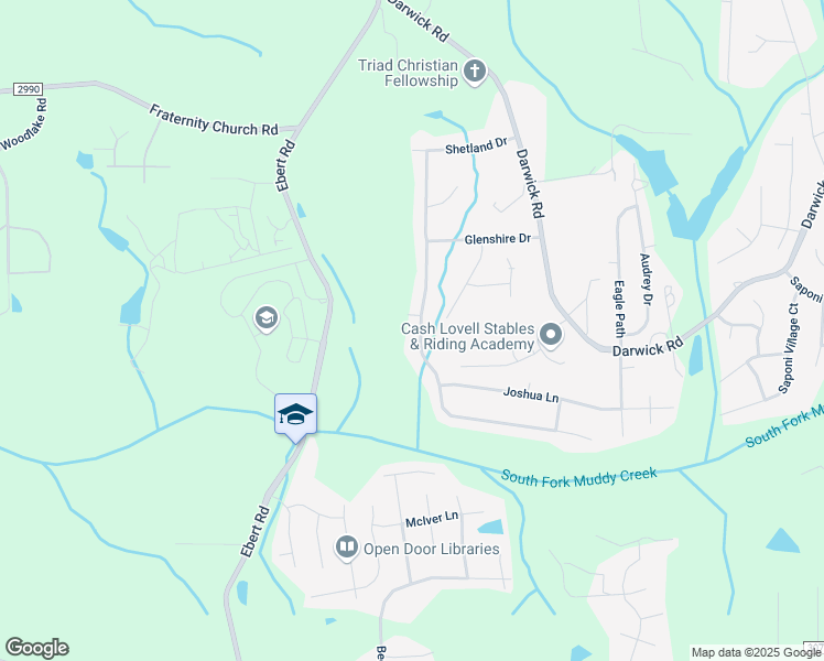 map of restaurants, bars, coffee shops, grocery stores, and more near 2070 Denise Lane in Winston-Salem