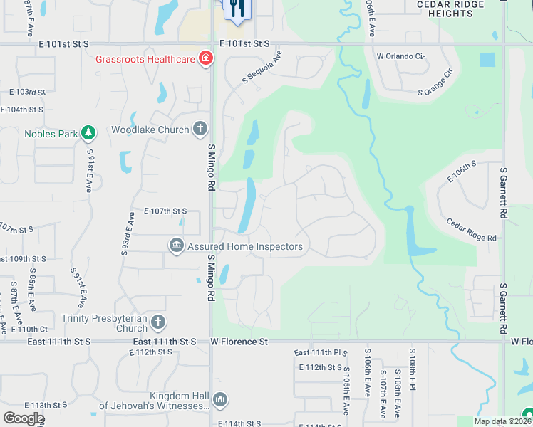 map of restaurants, bars, coffee shops, grocery stores, and more near 6005 West Utica Circle in Broken Arrow