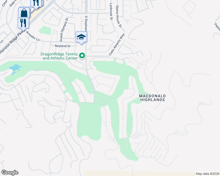 map of restaurants, bars, coffee shops, grocery stores, and more near 1353 River Spey Avenue in Henderson