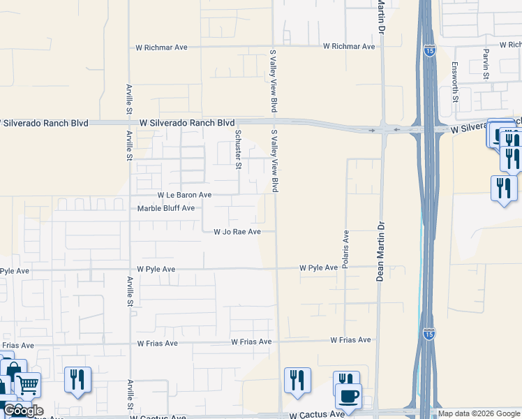 map of restaurants, bars, coffee shops, grocery stores, and more near 8362 Gresham Drive in Las Vegas