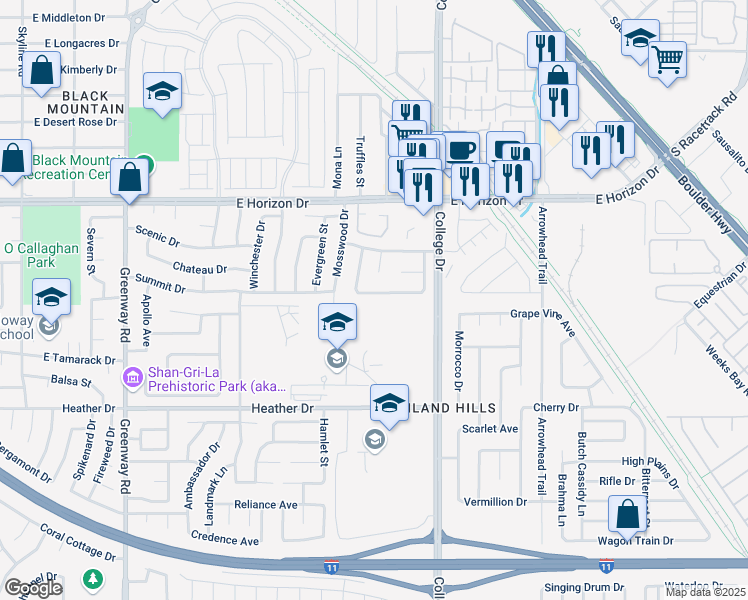 map of restaurants, bars, coffee shops, grocery stores, and more near 637 Glenwood Ln in Henderson