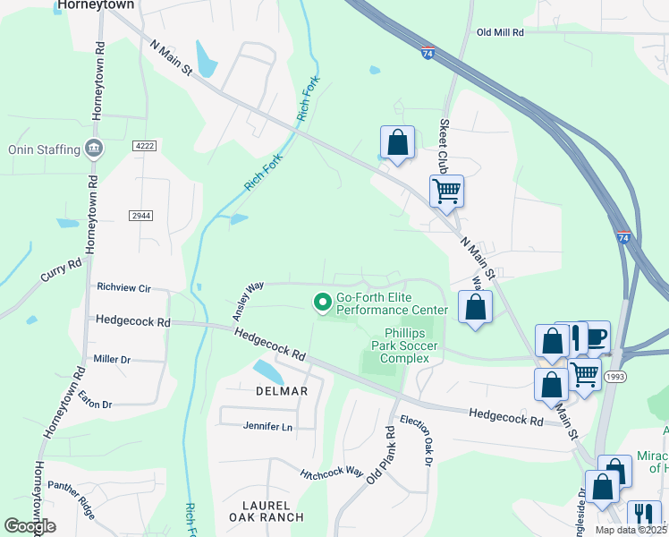 map of restaurants, bars, coffee shops, grocery stores, and more near 466 Dunwood Drive in High Point