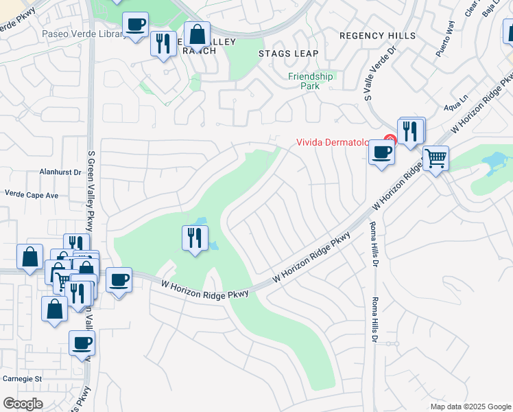 map of restaurants, bars, coffee shops, grocery stores, and more near 468 Dalgreen Place in Henderson