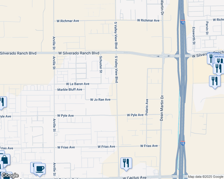 map of restaurants, bars, coffee shops, grocery stores, and more near 9925 Landings Street in Las Vegas