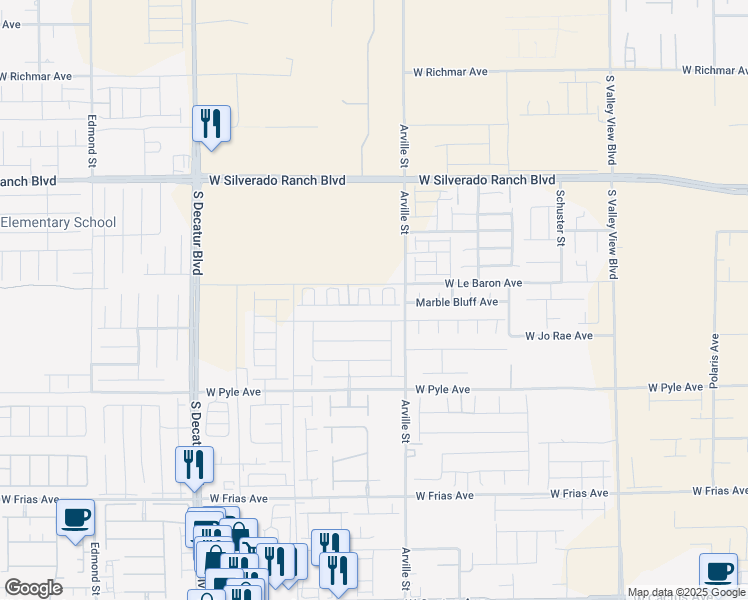 map of restaurants, bars, coffee shops, grocery stores, and more near 9932 Bumblebee Hills Street in Las Vegas