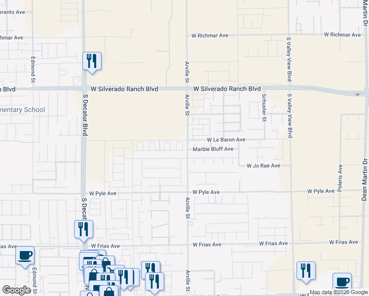 map of restaurants, bars, coffee shops, grocery stores, and more near Florence Hills Street in Enterprise