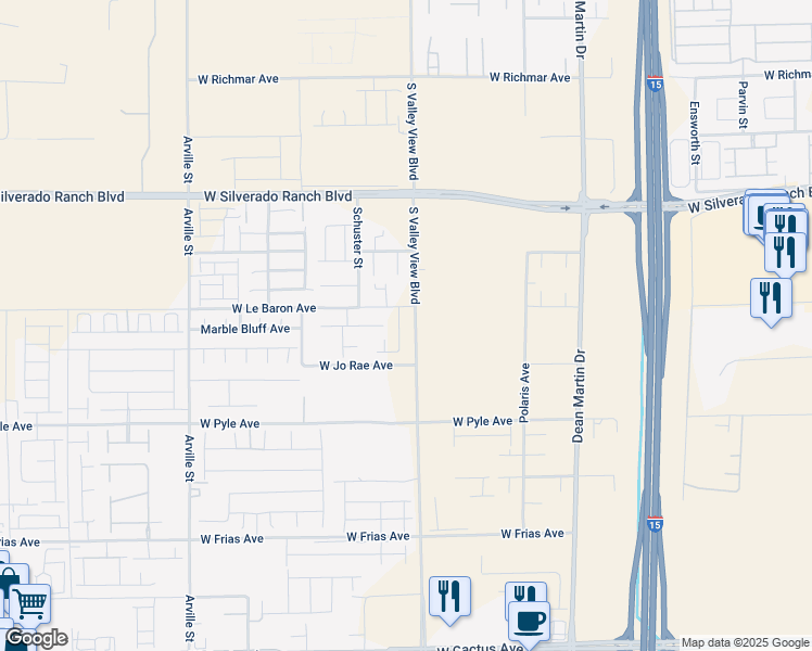 map of restaurants, bars, coffee shops, grocery stores, and more near 9930 Landings Street in Las Vegas