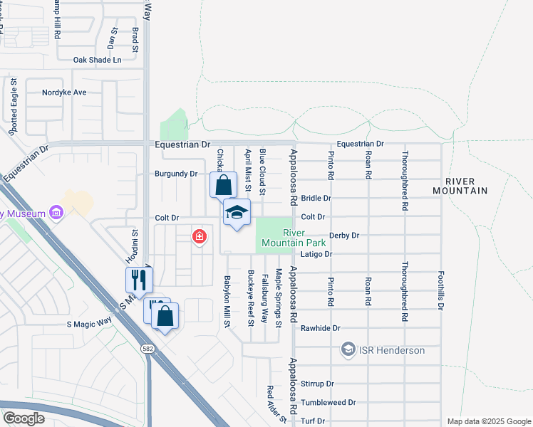 map of restaurants, bars, coffee shops, grocery stores, and more near 1424 Colt Drive in Henderson