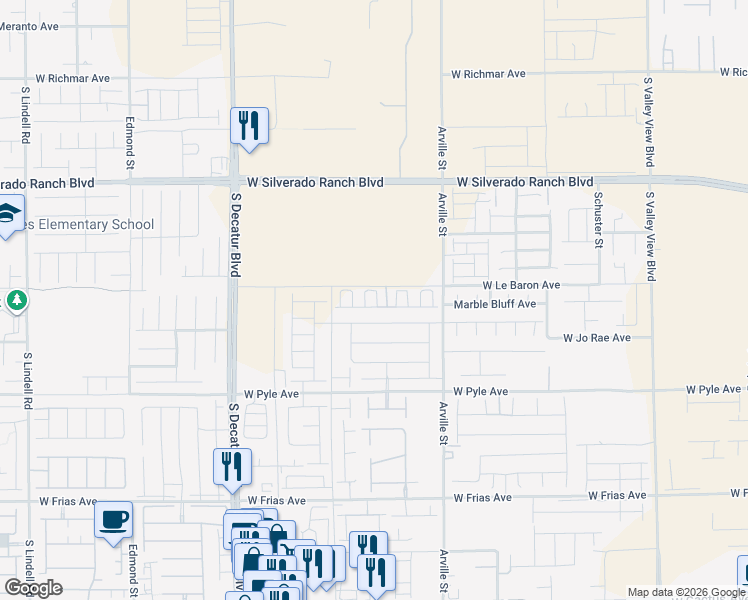 map of restaurants, bars, coffee shops, grocery stores, and more near 9929 Canary Hills Street in Las Vegas