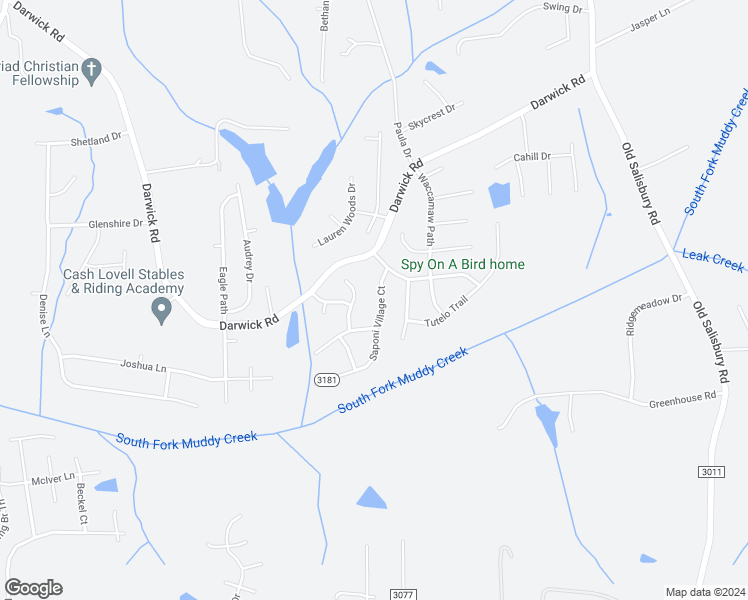 map of restaurants, bars, coffee shops, grocery stores, and more near 2061 Saponi Village Court in Winston-Salem