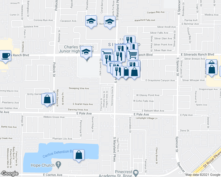 map of restaurants, bars, coffee shops, grocery stores, and more near 9914 Keephills Street in Las Vegas