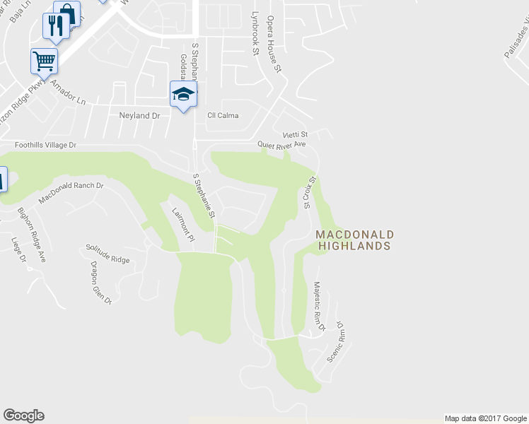 map of restaurants, bars, coffee shops, grocery stores, and more near 1328 Enchanted River Drive in Henderson