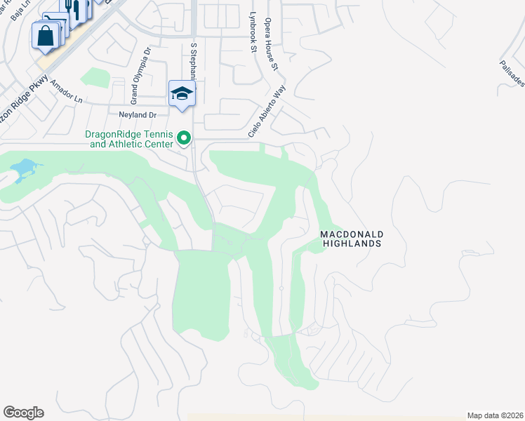 map of restaurants, bars, coffee shops, grocery stores, and more near 1328 Enchanted River Drive in Henderson