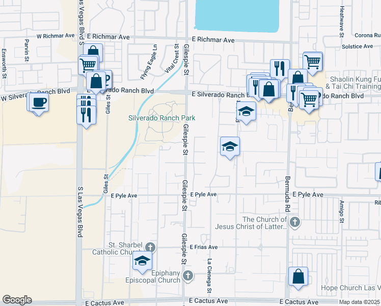 map of restaurants, bars, coffee shops, grocery stores, and more near 9945 Gold Thorn Street in Las Vegas