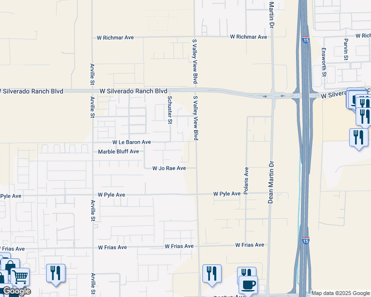 map of restaurants, bars, coffee shops, grocery stores, and more near 9925 Landings Street in Las Vegas