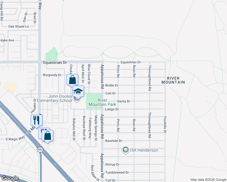 map of restaurants, bars, coffee shops, grocery stores, and more near 1921 Pinto Road in Henderson
