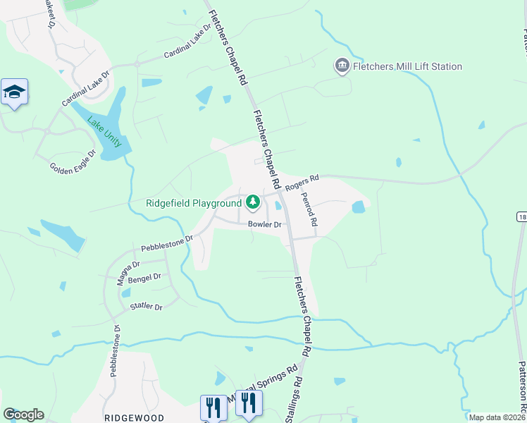 map of restaurants, bars, coffee shops, grocery stores, and more near 504 Cove Hollow Drive in Durham