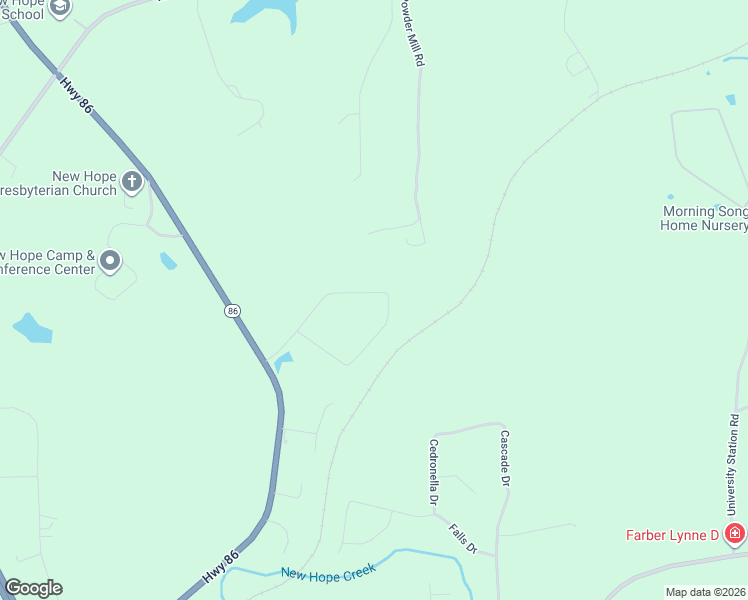 map of restaurants, bars, coffee shops, grocery stores, and more near 2409 New Hope Drive in Chapel Hill