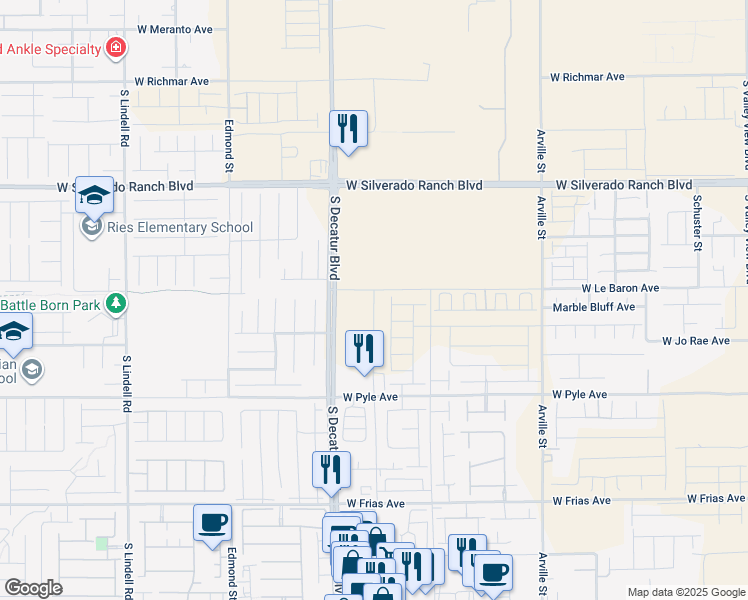 map of restaurants, bars, coffee shops, grocery stores, and more near 9912 South Ullom Drive in Enterprise