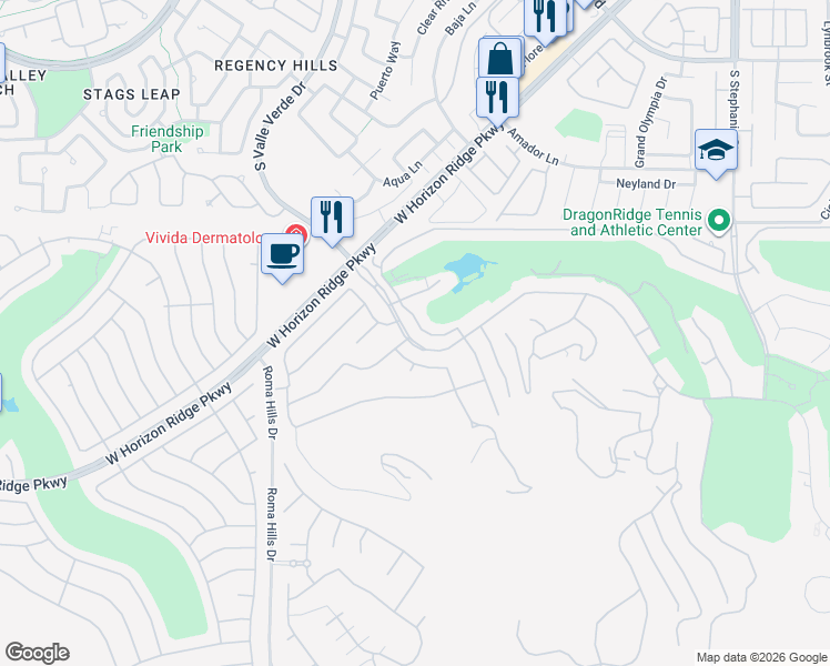 map of restaurants, bars, coffee shops, grocery stores, and more near 1552 Foothills Village Drive in Henderson
