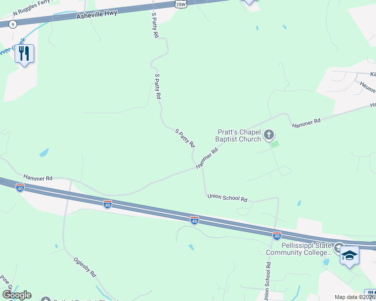 map of restaurants, bars, coffee shops, grocery stores, and more near 515 South Patty Road in Knoxville