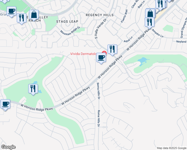 map of restaurants, bars, coffee shops, grocery stores, and more near 510 Hidden Garden Place in Henderson